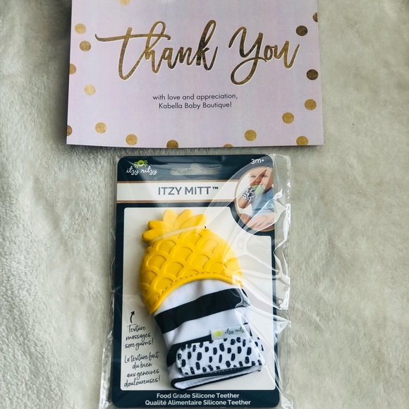 Itzy Ritzy Silicone Teething Itzy Mitt Unicorn Llama Pineapple Sloth Pink Yellow - Picture 2 of 8